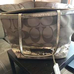 Coach Signature Gold Sequin Shoulder Bag F17574